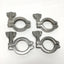 Used Lot of 4 Stainless Steel Double Pin Hinged Sanitary Tri-Clamp Fittings 1.5"