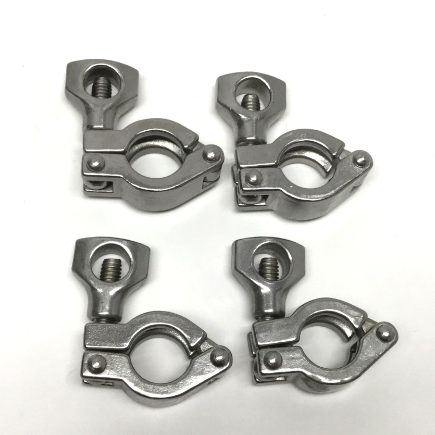 Used Lot of 4 13MHHM.75-H Stainless Steel Heavy Duty Sanitary Tri-Clamp Fittings 3/4"