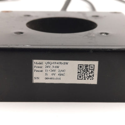 Used CCS QSQ-070070-SW Machine Vision Light, White, M12 4-Pin, 24V DC, 32mm Bore