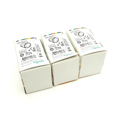 New Lot of 3 Schneider Electric ZB4 BH053 Push Button, Orange Flush, Illuminated