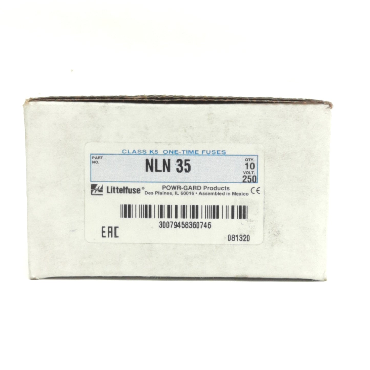 New Lot of 10 Littelfuse NLN35A Fuses, Class K5, 35A, 250V AC/DC, 50kA AC, 20kA DC
