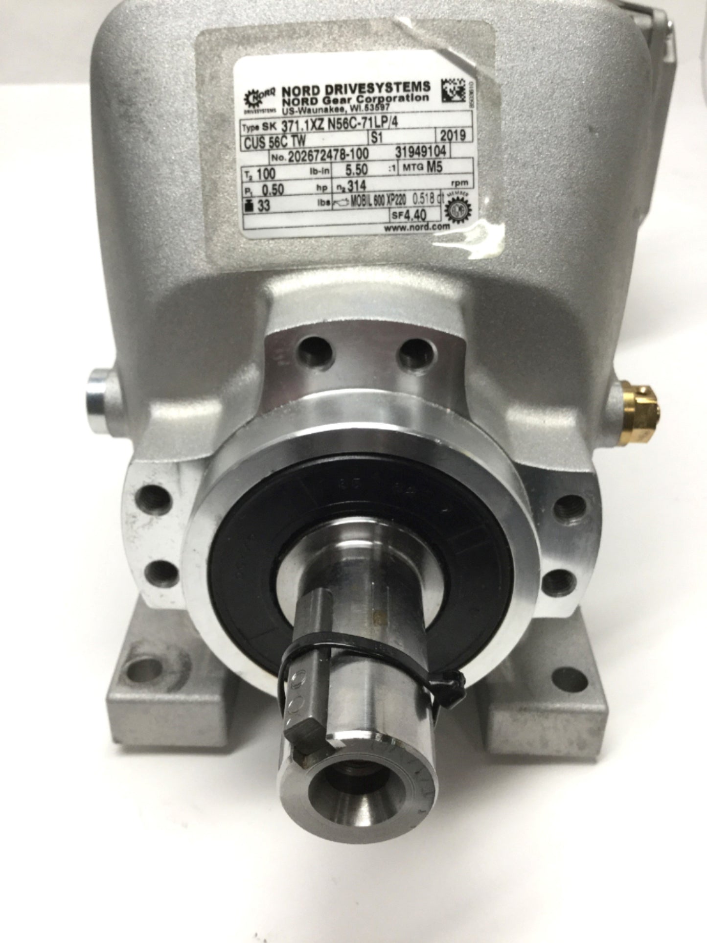 Used Nord SK371.1XZ N56C-71LP/4 Gear Motor 1/2HP, 100in-lb, 5.5:1, 314RPM, 230/460VAC