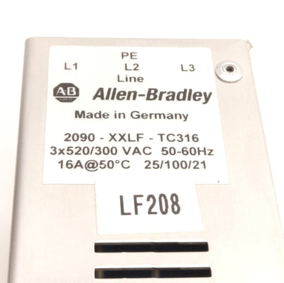 Used Allen Bradley 2090-XXLF-TC316 Kinetix Servo Drive AC Line Filter 520/300VAC, 16A
