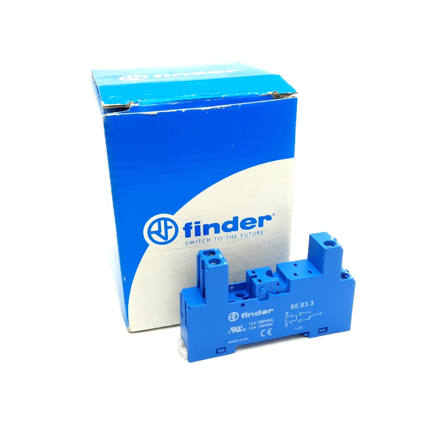 New – Open box Lot of 10 Finder 95.83.3 Clamp Terminal Socket, 10A 250V, 1CO-SPDT, DIN Rail