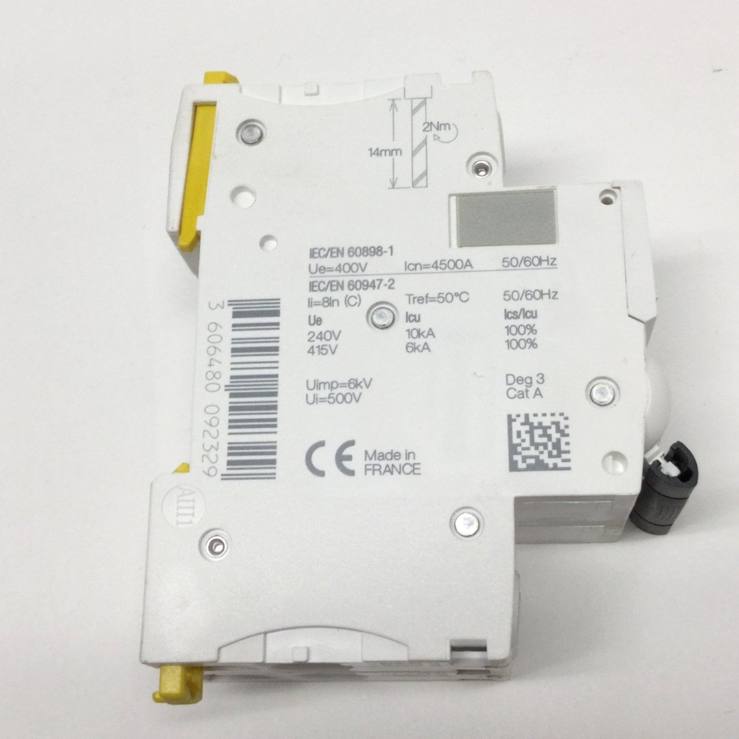 Used Schneider Electric A9F64206 Acti9 iC60a Circuit Breaker, 2-Pole, 400V 6A C-Curve
