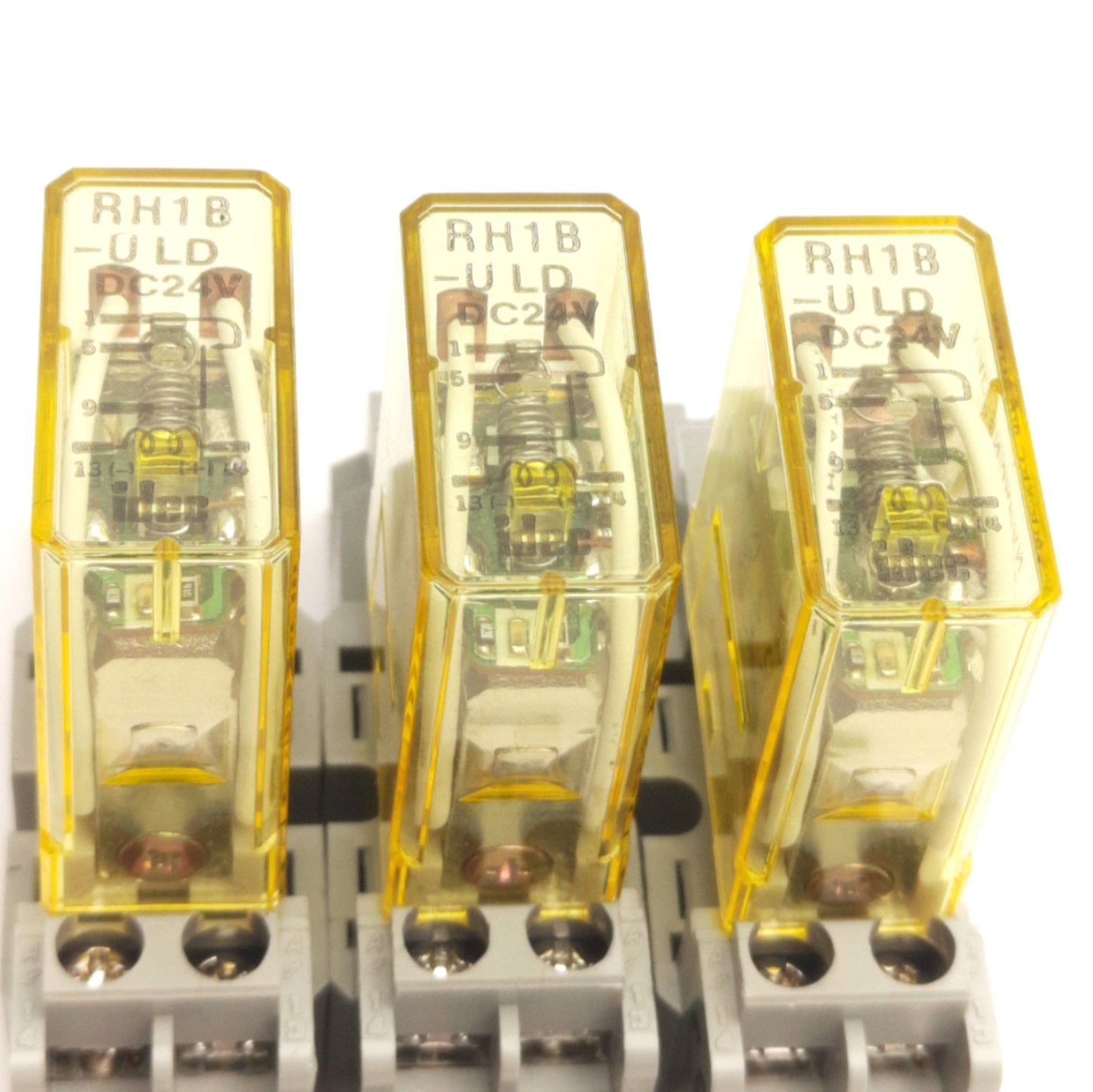 Used Lot of 3 Idec RH1B-ULD Ice Cube Relays, Voltage: 24VDC 10A w/Sockets SH1B-05C