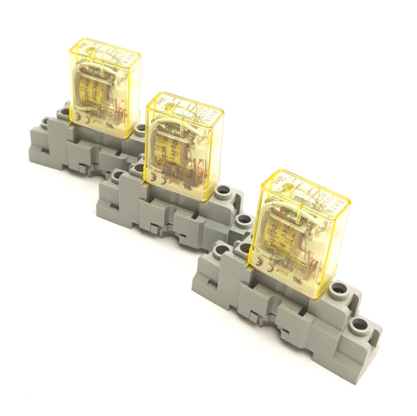 Used Lot of 3 Idec RH1B-ULD Ice Cube Relays, Voltage: 24VDC 10A w/Sockets SH1B-05C