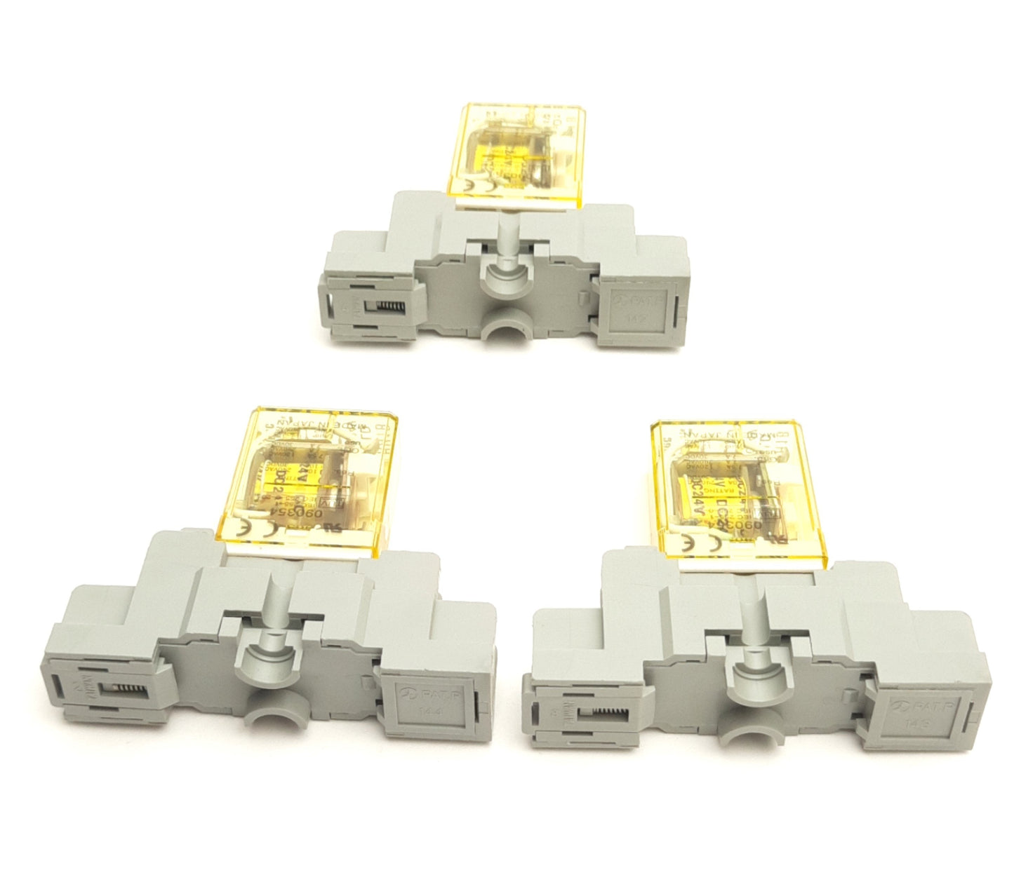 Used Lot of 3 Idec RH1B-ULD Ice Cube Relays, Voltage: 24VDC 10A w/Sockets SH1B-05C