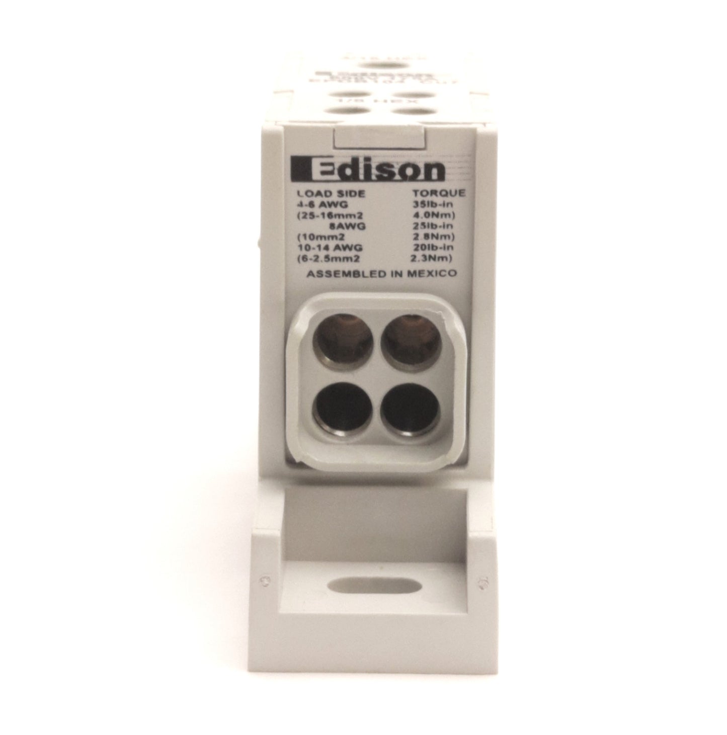 Used Edison EDPB104 Power Distribution Block 1x4 Line/Load, 600V 175A, DIN Rail Mount