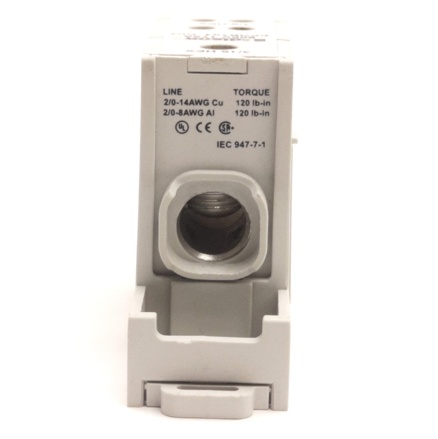 Used Edison EDPB104 Power Distribution Block 1x4 Line/Load, 600V 175A, DIN Rail Mount