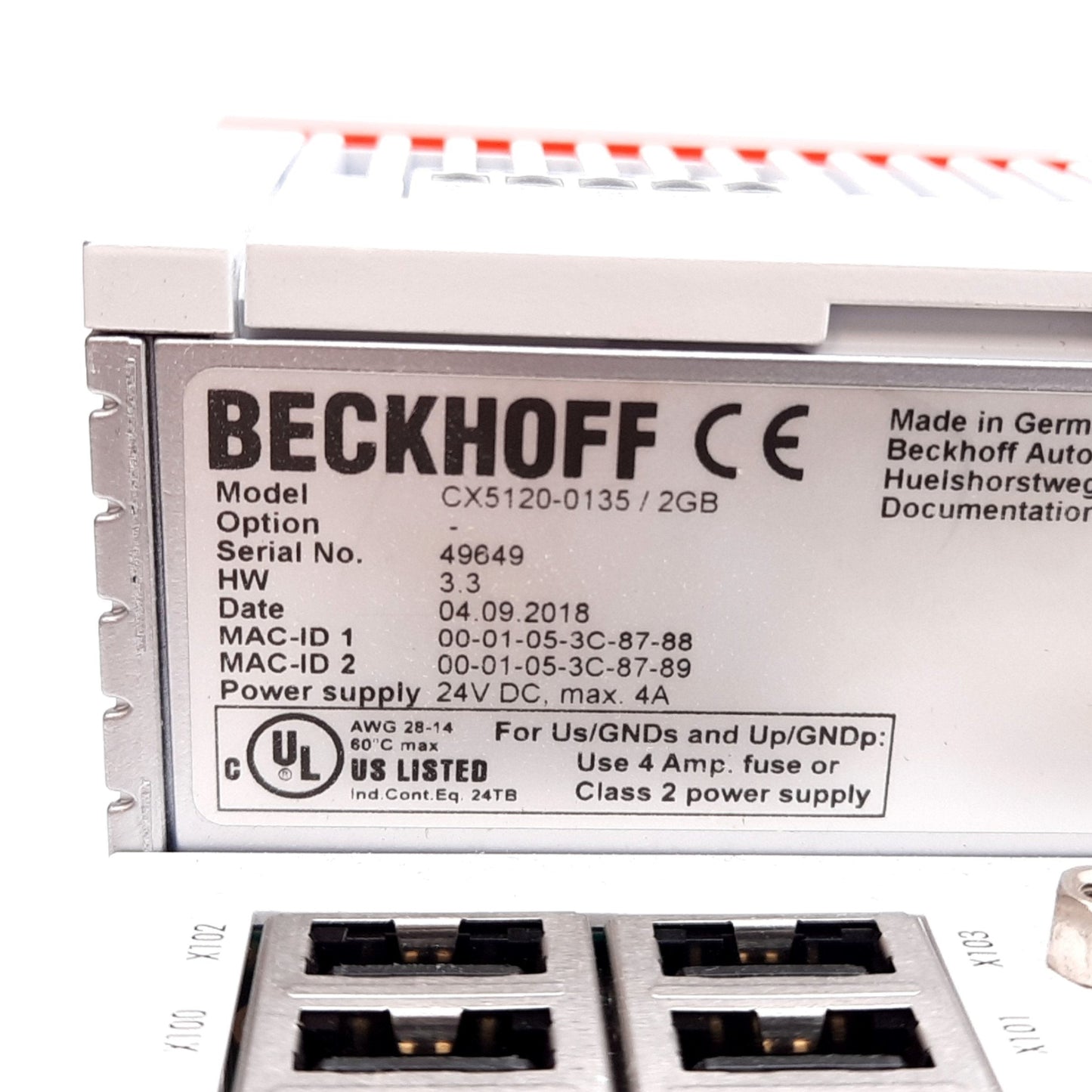 New Beckhoff CX5120-0135 Embedded PC CPU Module, Intel Atom Processor, 2GB RAM