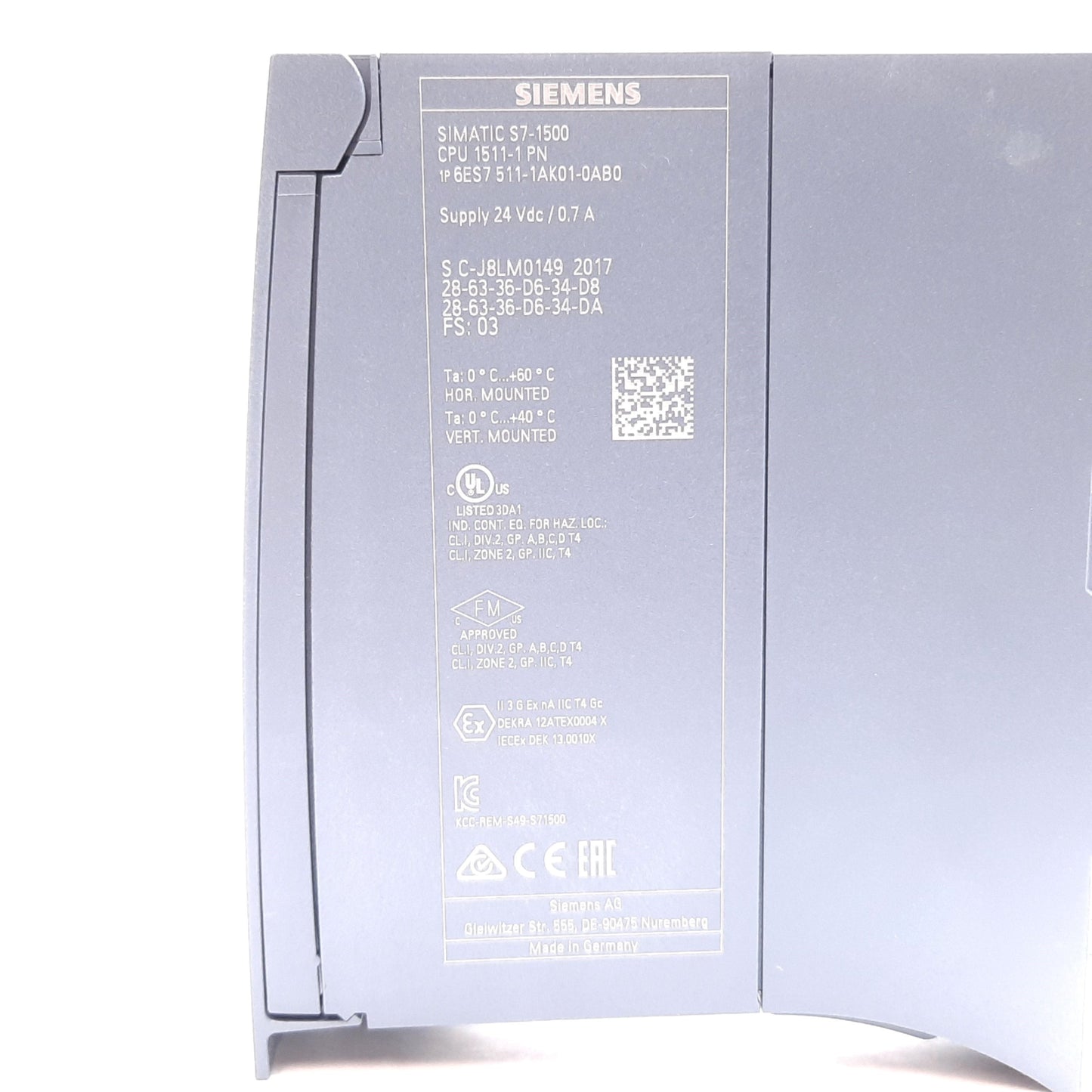 New Siemens 6ES7 511-1AK01-0AB0 CPU Unit, Supply: 24VDC, 1024 I/O Modules Max