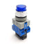Used Idec HW4L-M2P10Q4S Pushbutton, 22mm, Illuminated, Extended, Blue, 2-NO Contacts