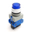Used Idec HW4L-M2P10Q4S Pushbutton, 22mm, Illuminated, Extended, Blue, 2-NO Contacts