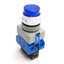 Used Idec HW4L-M2P10Q4S Pushbutton, 22mm, Illuminated, Extended, Blue, 2-NO Contacts