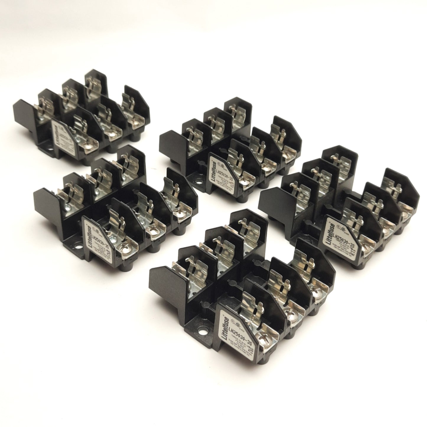 Used Lot of 5 LittelFuse LH25030-3S Fuse Holders 30A 250V, 3-Poles, ø0.563 x 2in Fuse