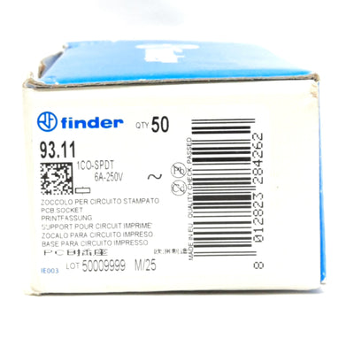 New – Open box Lot of 50 Finder 93.11 Relay Socket, 6A 250V, 5 Pins, Series 34.51 & 34.81