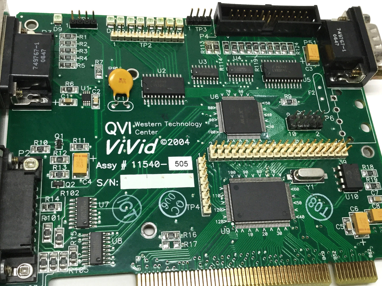 Used QVI 11540-505 ViVid Video Capture PC Card, PCI, 2x DB15 Male 1x DB15 Female
