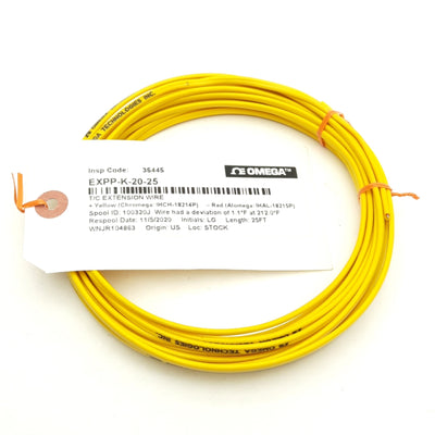 New Omega EXPP-K-20-25 Thermocouple Duplex Extension Wire 25' K Type 105°C Max