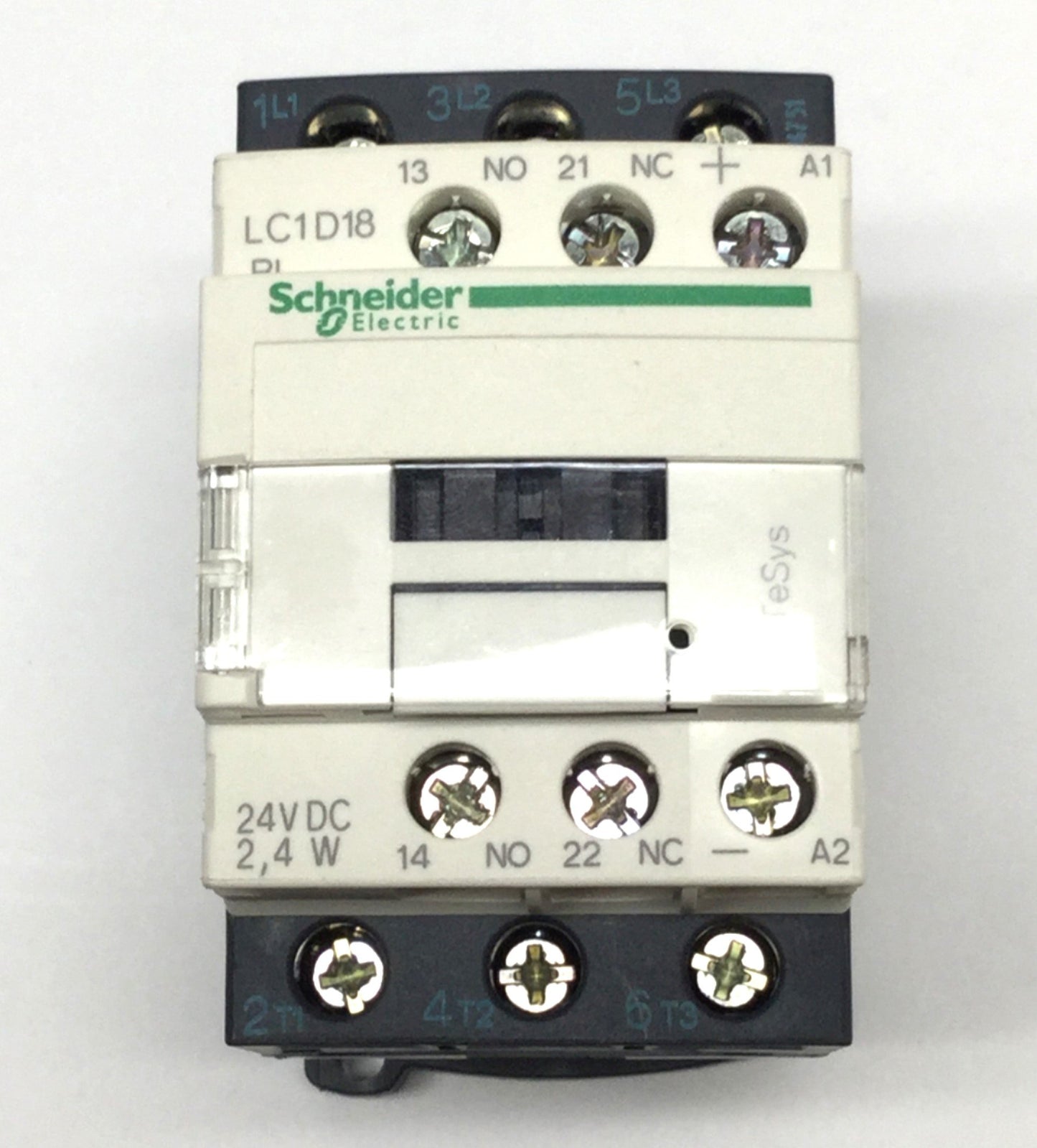Used Schneider LC1D18BL TeSys IEC Contactor 3-Pole + 1NO-1NC 32A 600VAC, 24VDC Coil