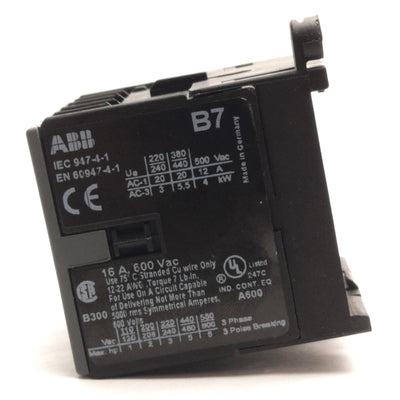 Used ABB B7-30-10 Contactor, 3NO Poles + Aux, 600V AC 16A Contact, 48V AC Coil