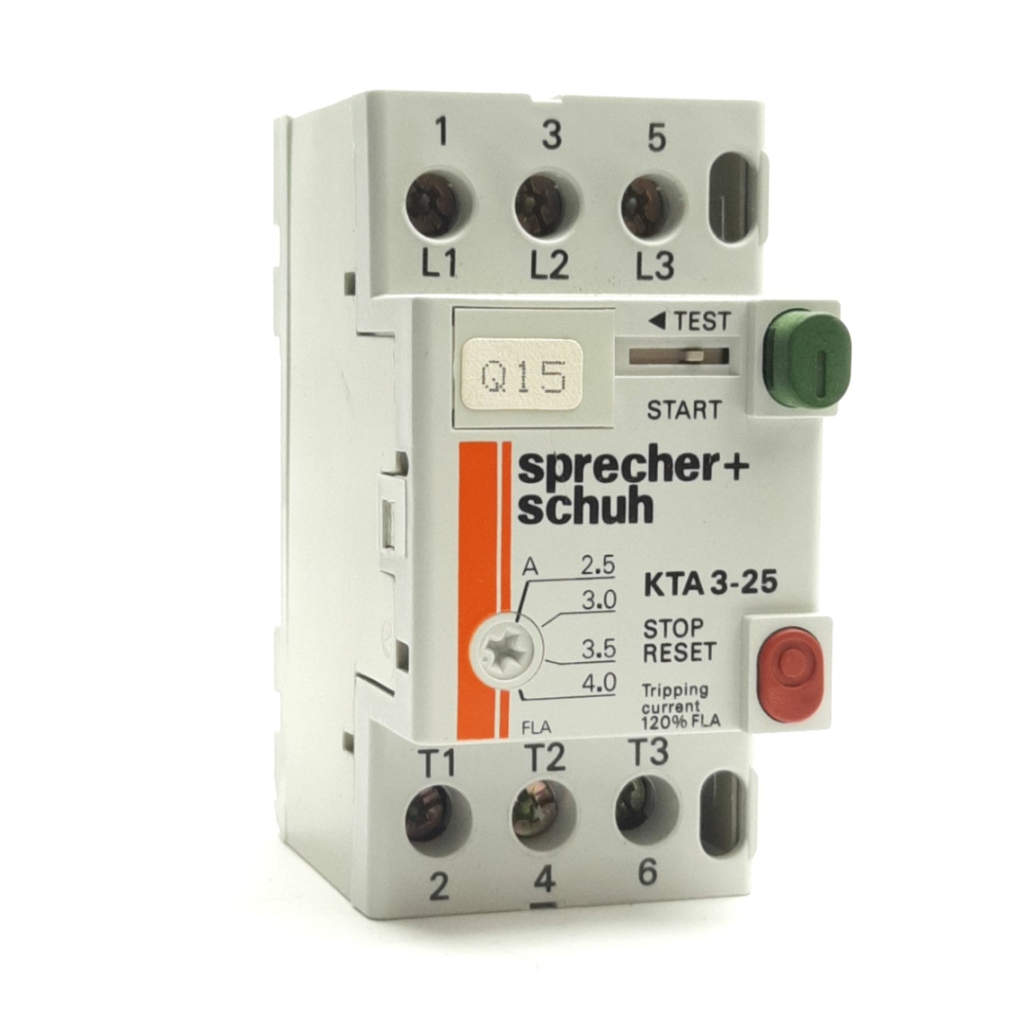 Used Sprecher+Schuh KTA3-25-4.0A Circuit Breaker 3-Poles, 600V, 2.5A to 4A