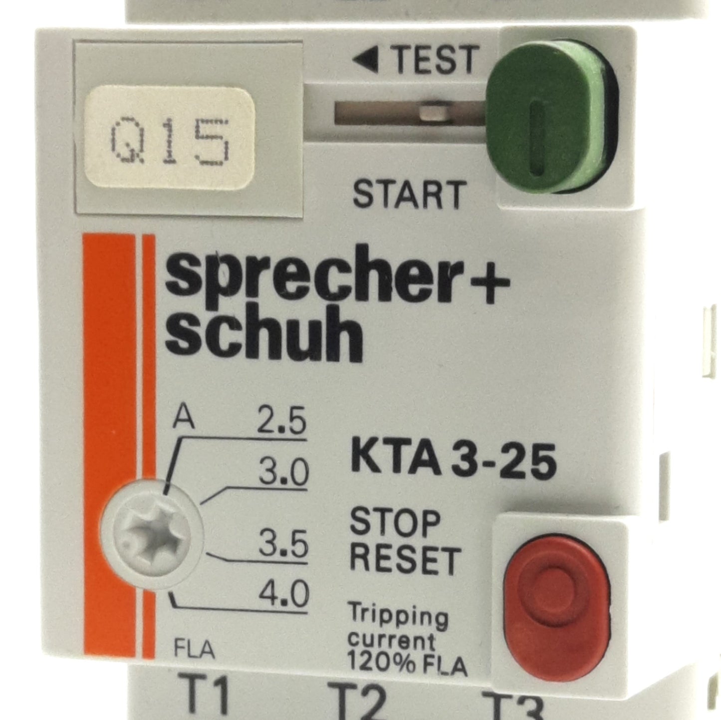 Used Sprecher+Schuh KTA3-25-4.0A Circuit Breaker 3-Poles, 600V, 2.5A to 4A