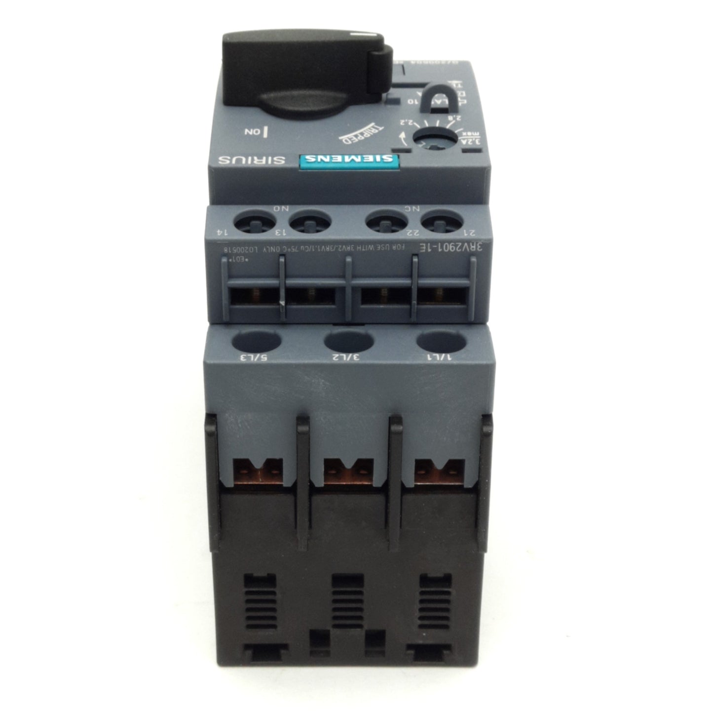 New Siemens 3RV2011-1DA15 Sirius Circuit Breaker, 3-Pole, 2.2-3.2A, 20-690V