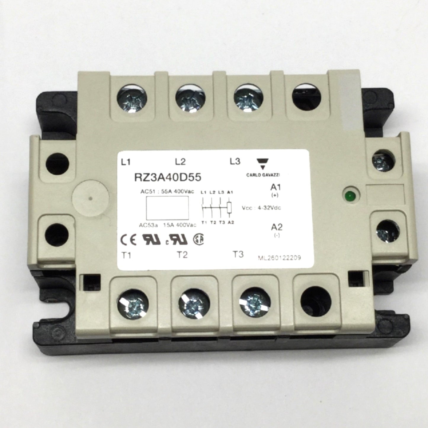 Used Carlo Gavazzi RZ3A40D55 Solid State Relay 3-Phase 4-32VDC Control, 400VAC 55A
