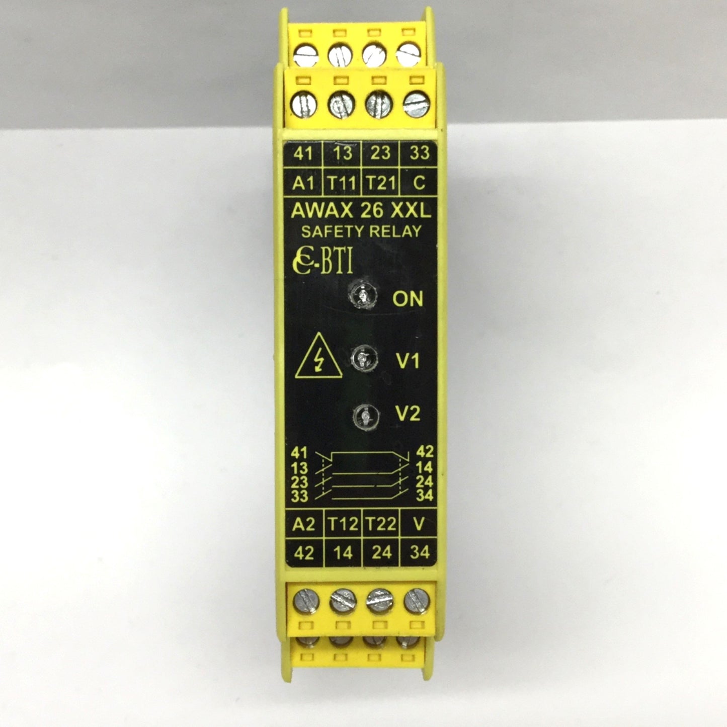Used Comitronic BTI AWAX 26 XXL E-Stop Safety Relay 3NO-1NC, 250VAC 8A, 24V AC/DC