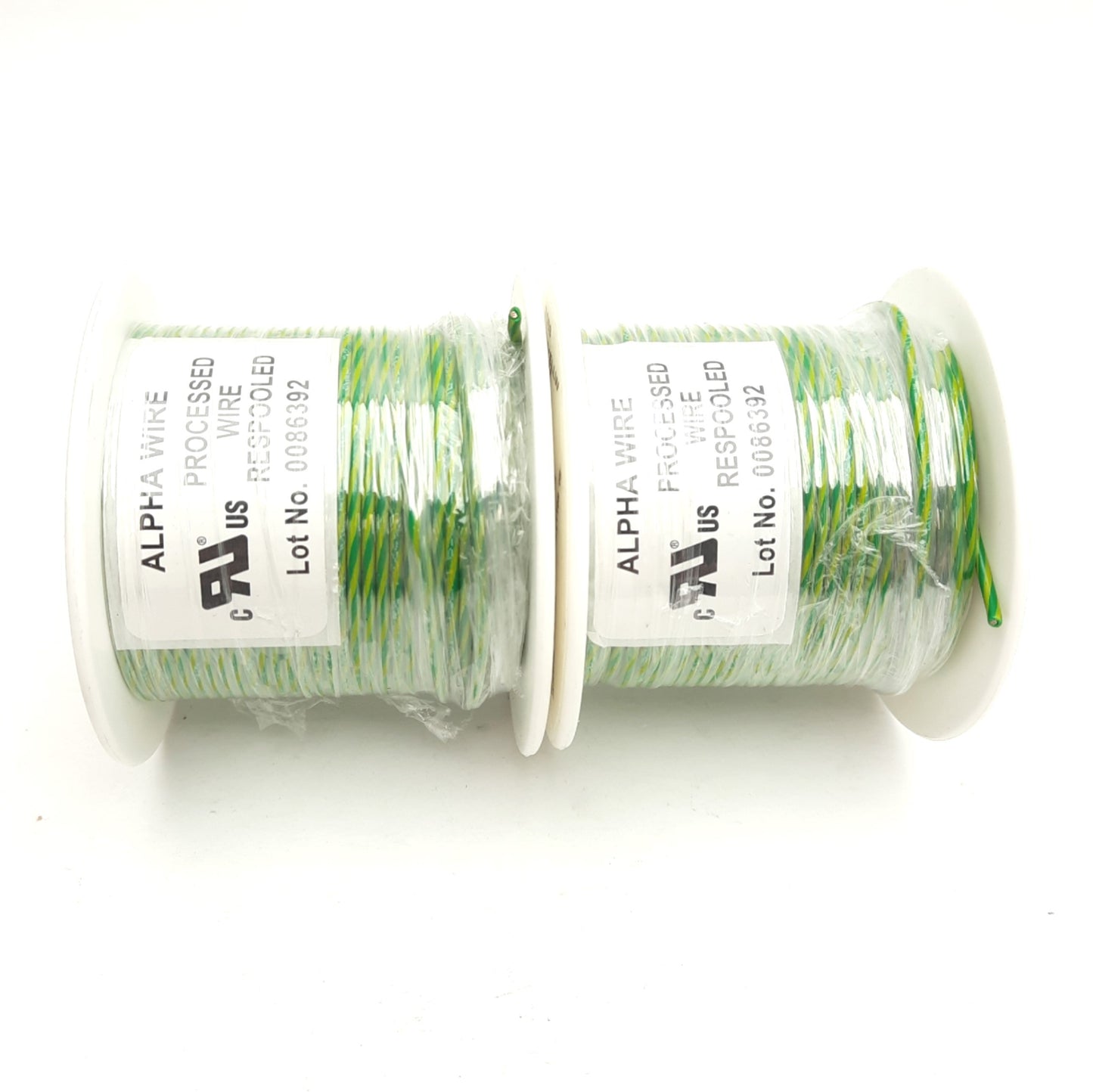 New Lot of 2 Alpha Wire 3053 GN/Yellow Hook-Up Wire 100' 1/C 20AWG (10/30) 300V