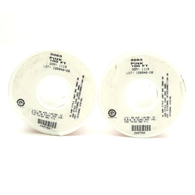 New Lot of 2 Alpha Wire 3053 Pink Hook-Up Wire 100' 1/C 20AWG (10/30) 300V