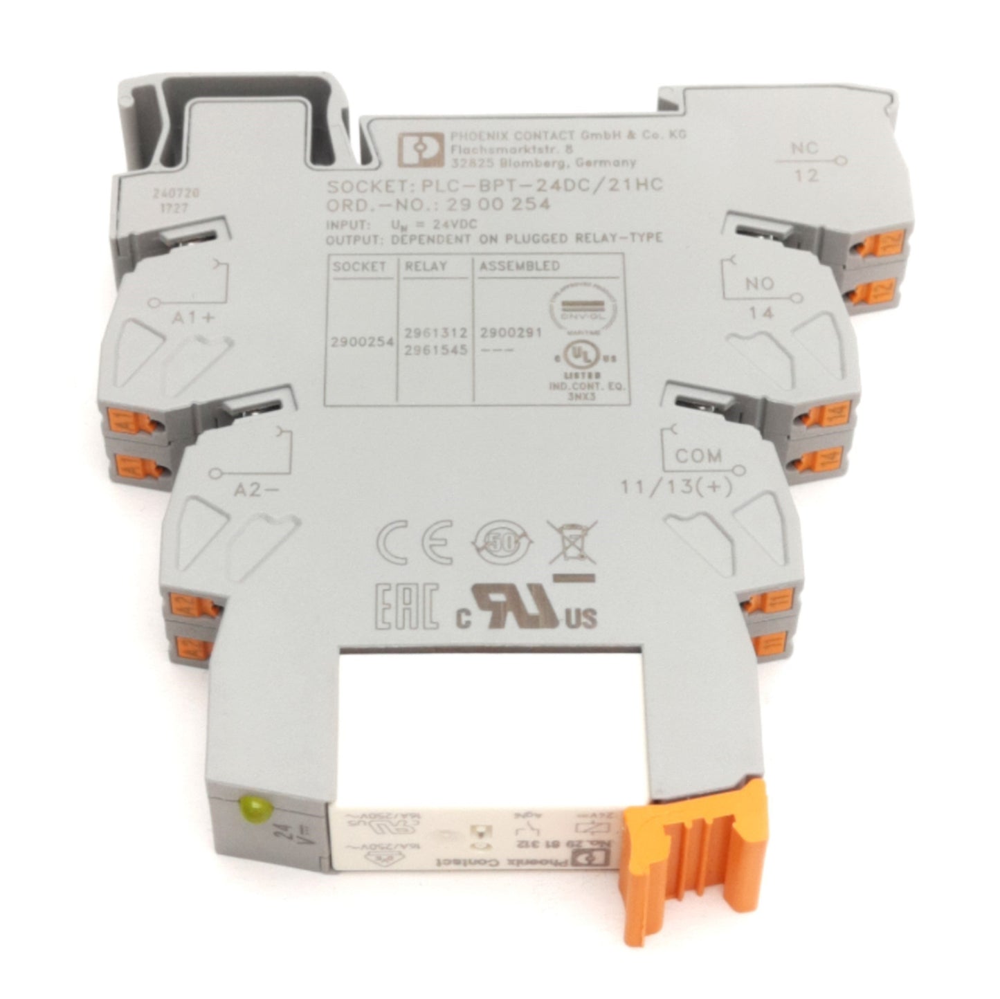 New – Open box Lot of 3 Phoenix Contact 2900291 Relay & Socket 16A 250VAC, 24VDC Coil