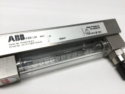 Used ABB A6131C083IFA0AAS Purgemaster SS Flowmeter, Percentage of Max Flow, 1/4" NPT