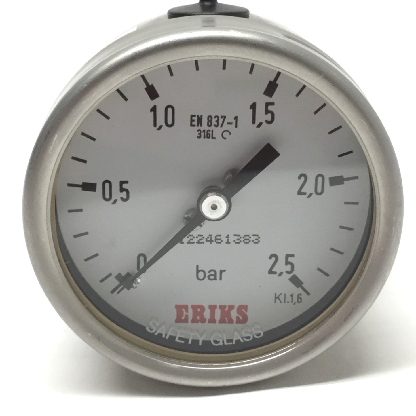 Used Eriks Stainless Steel Bourdon Tube Ø63mm Pressure Gauge 0-2.5 bar, G1/4 Rear