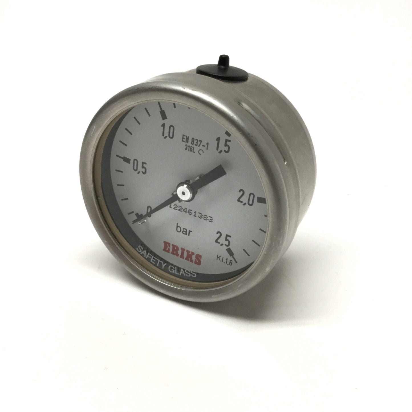 Used Eriks Stainless Steel Bourdon Tube Ø63mm Pressure Gauge 0-2.5 bar, G1/4 Rear