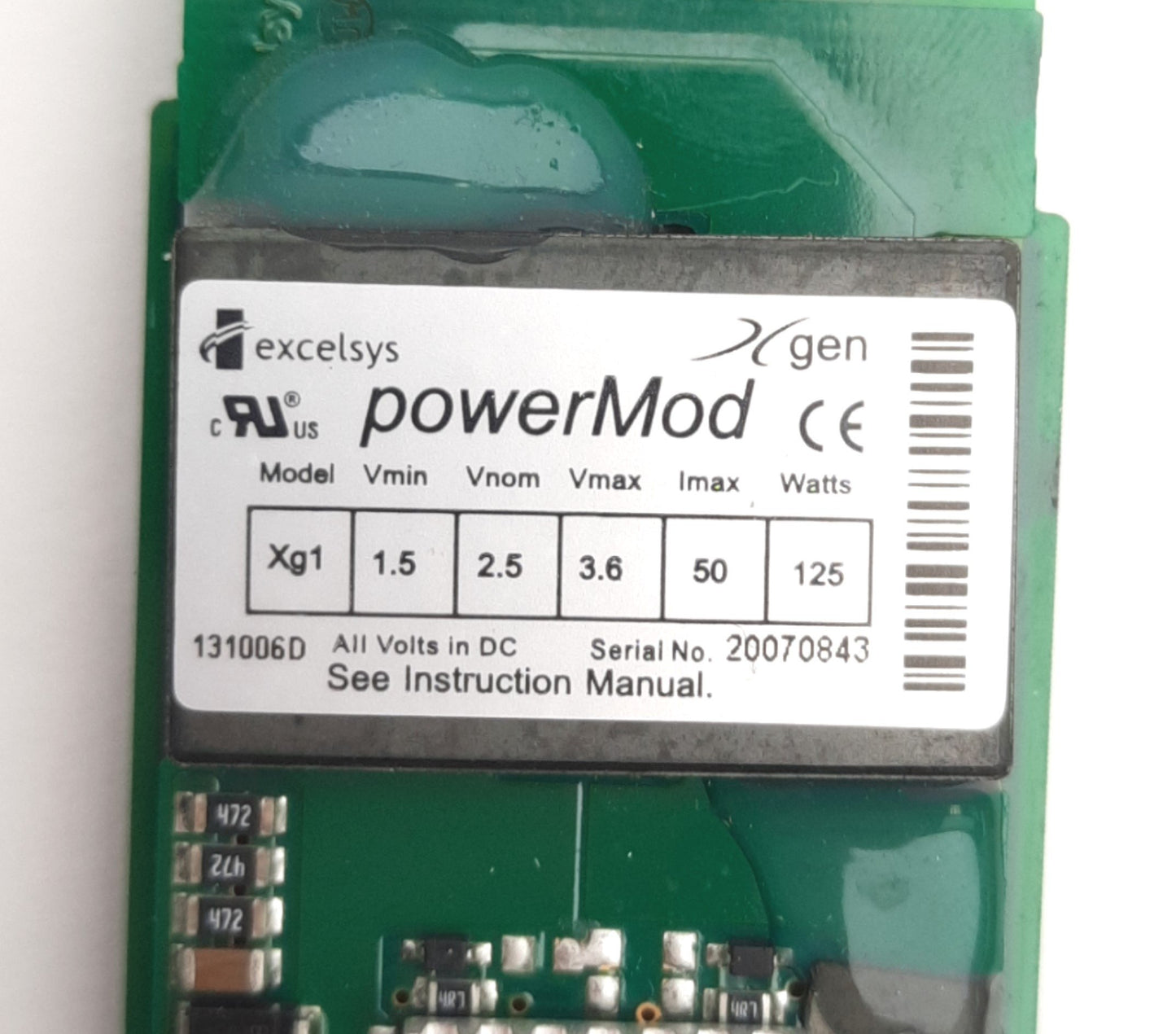 Used Excelsys Xg1 PowerMod Power Supply Module For XLD, 2.5V DC, 50A 125W Output