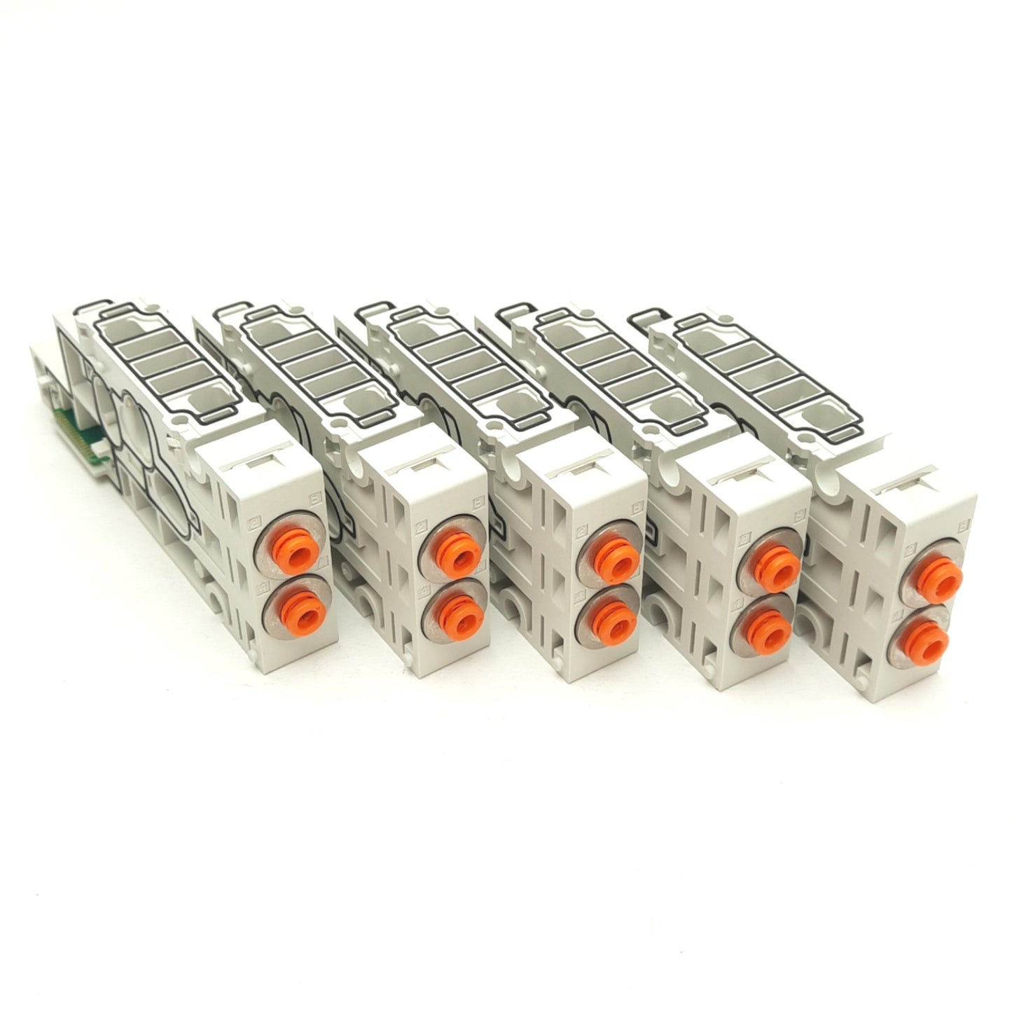 Used Lot of 5 SMC SS5Y5-10-N3 Manifold Valve Station Side Ported, Ø5/32" Ports 0.7MPa