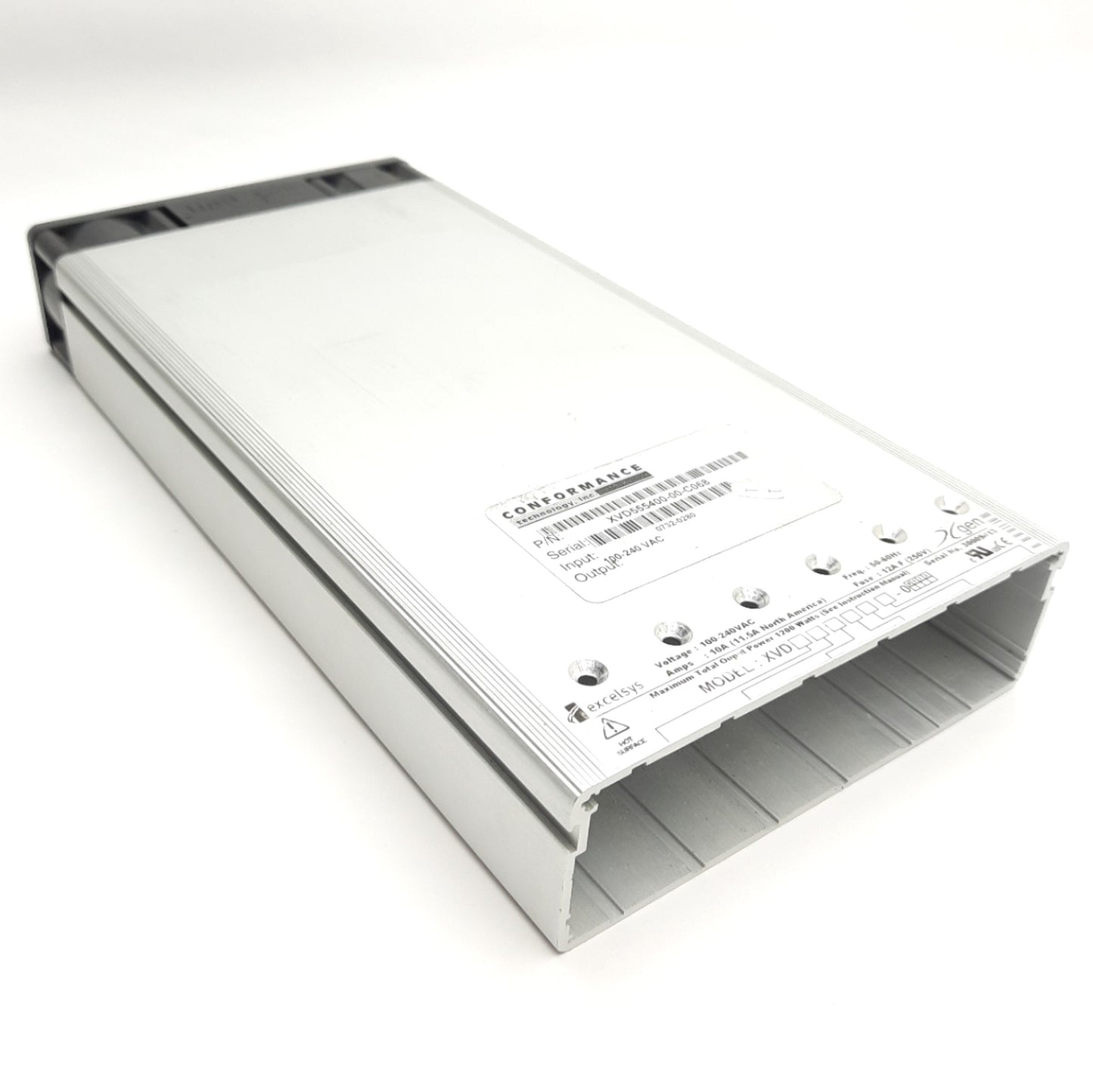 Used Excelsys XVD-00 Power Supply Card Cage, 1200W, 100-240V AC, 10A, 6-Slots
