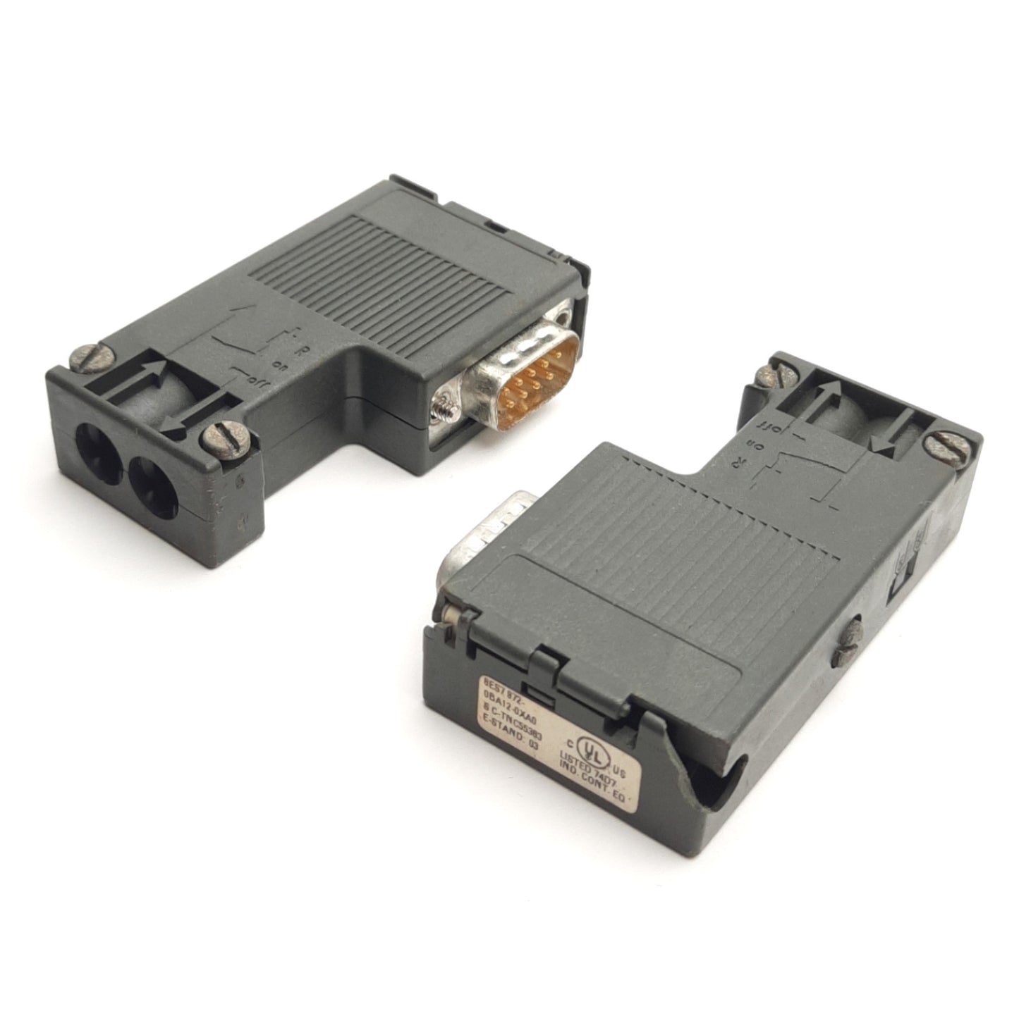 Used Lot of 2 Siemens 6ES7 972-0BA12-0XA0 Profibus Bus Connector, 90°, RS-485, DB-9M