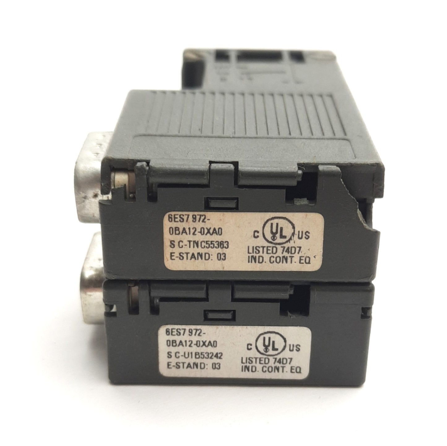 Used Lot of 2 Siemens 6ES7 972-0BA12-0XA0 Profibus Bus Connector, 90°, RS-485, DB-9M