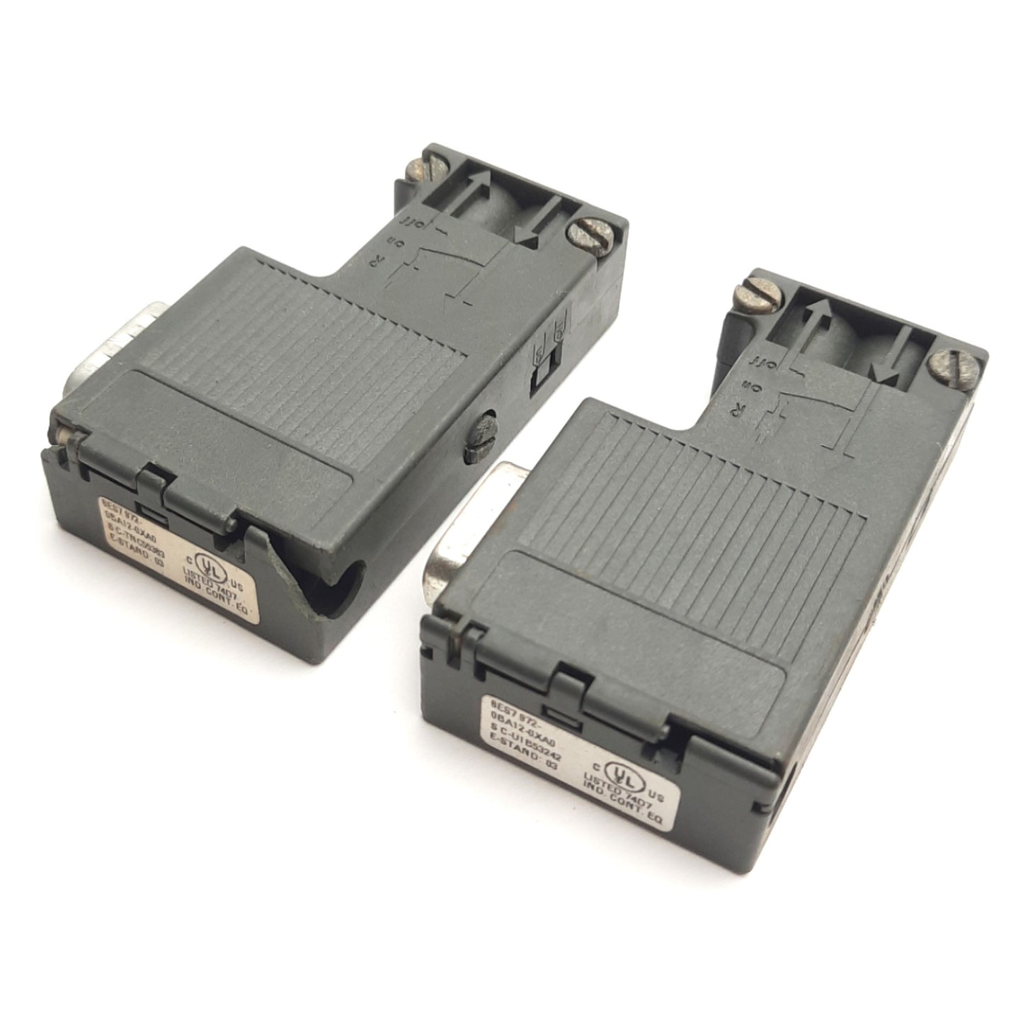 Used Lot of 2 Siemens 6ES7 972-0BA12-0XA0 Profibus Bus Connector, 90°, RS-485, DB-9M