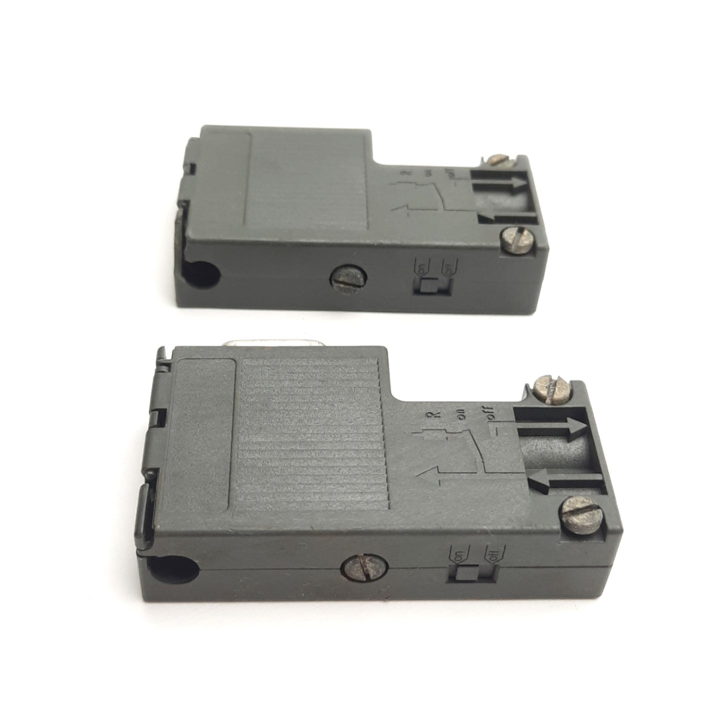Used Lot of 2 Siemens 6ES7 972-0BA12-0XA0 Profibus Bus Connector, 90°, RS-485, DB-9M