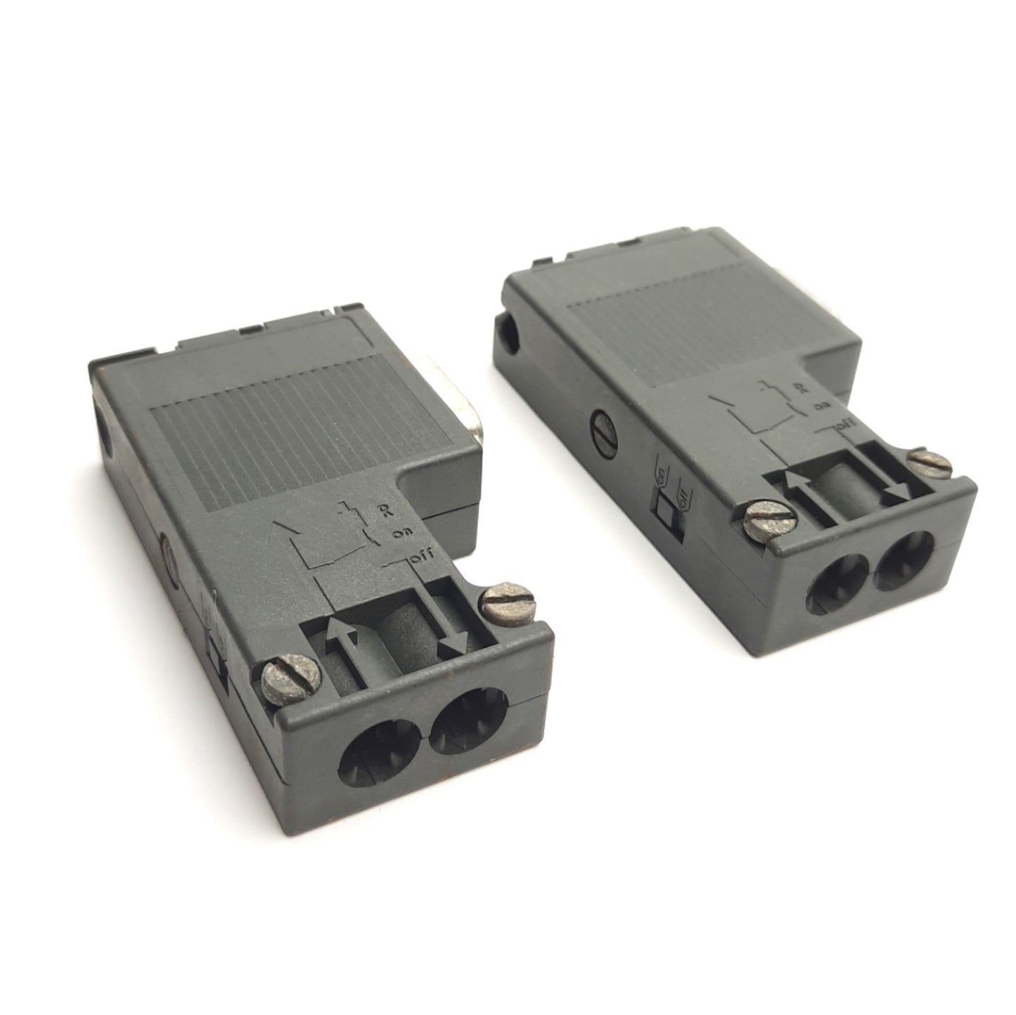 Used Lot of 2 Siemens 6ES7 972-0BA12-0XA0 Profibus Bus Connector, 90°, RS-485, DB-9M