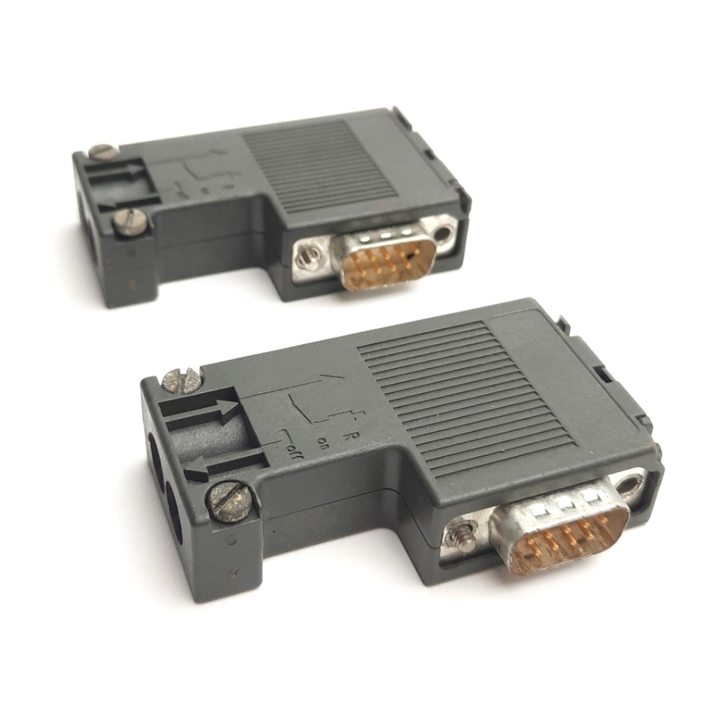 Used Lot of 2 Siemens 6ES7 972-0BA12-0XA0 Profibus Bus Connector, 90°, RS-485, DB-9M