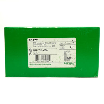 New Schneider Electric 60172 Multi 9 C60 Mini Circuit Breaker 3-Pole, 240VAC 4A