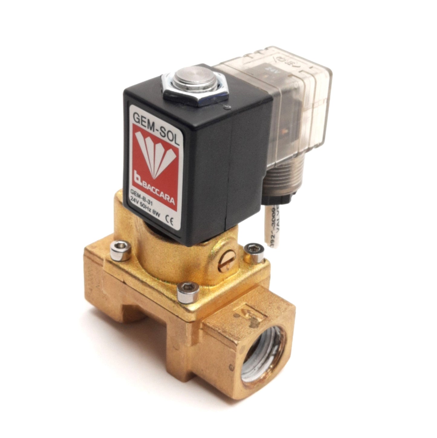Used GEM-SOL GEM-B-31 Solenoid With Brass Valve, 3/8" NPT, 24V AC 50Hz Coil