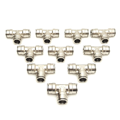 New – Open box Lot of 10 Camozzi 6540 08-00 Union Tee Push-In Fitting, Ø1/2" P2C Tubes