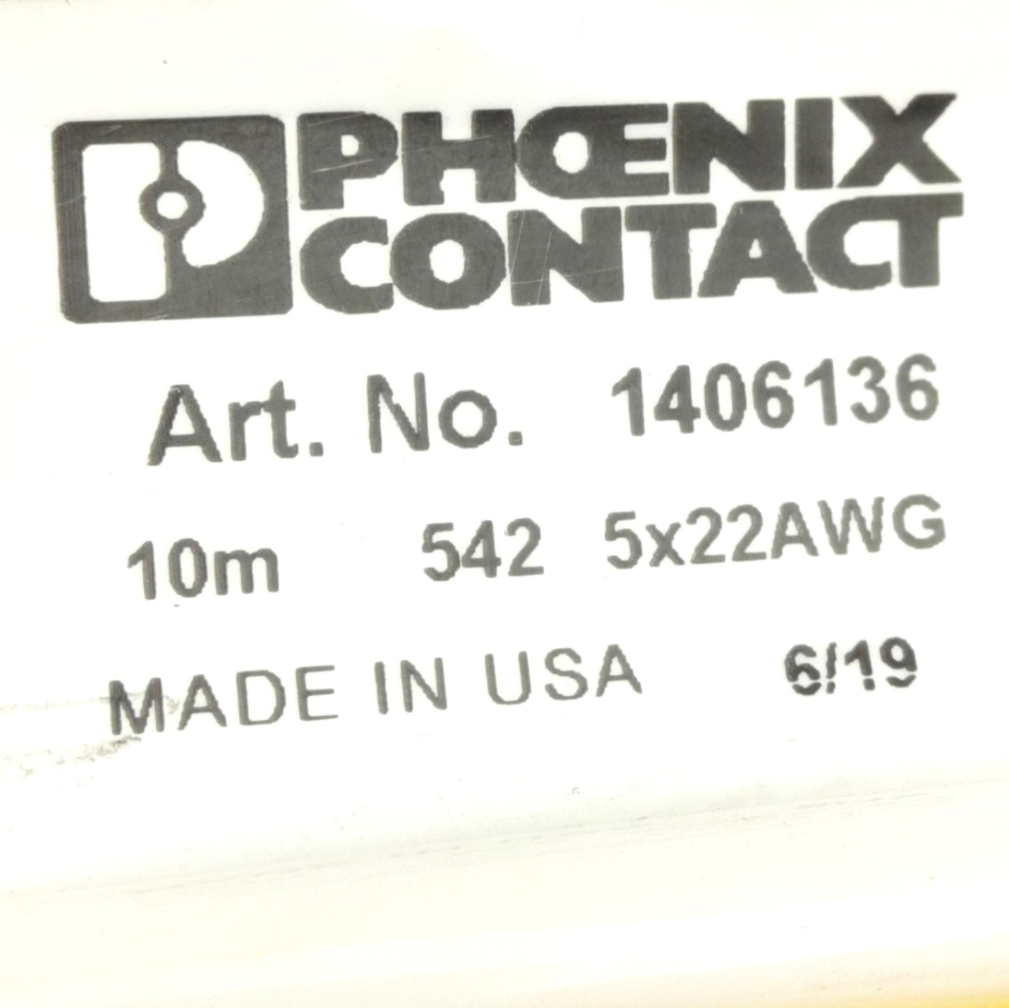 New – Open box Lot of 2 Phoenix Contact 1406136 Sensor Cable, Straight 5-Pin Male M12, 4A, 10m