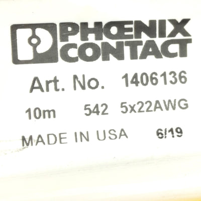 New – Open box Lot of 2 Phoenix Contact 1406136 Sensor Cable, Straight 5-Pin Male M12, 4A, 10m